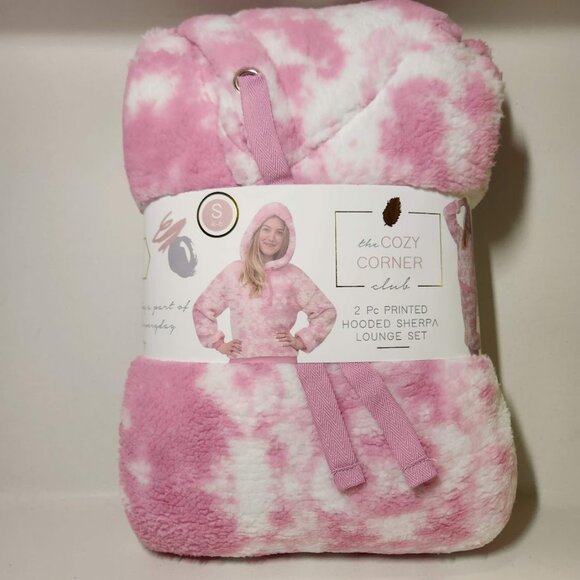 NEW Women's Pajama Gift Set PJs pajamas 2 Piece Hoodie hooded top Pants Pink Top - Picture 4 of 15